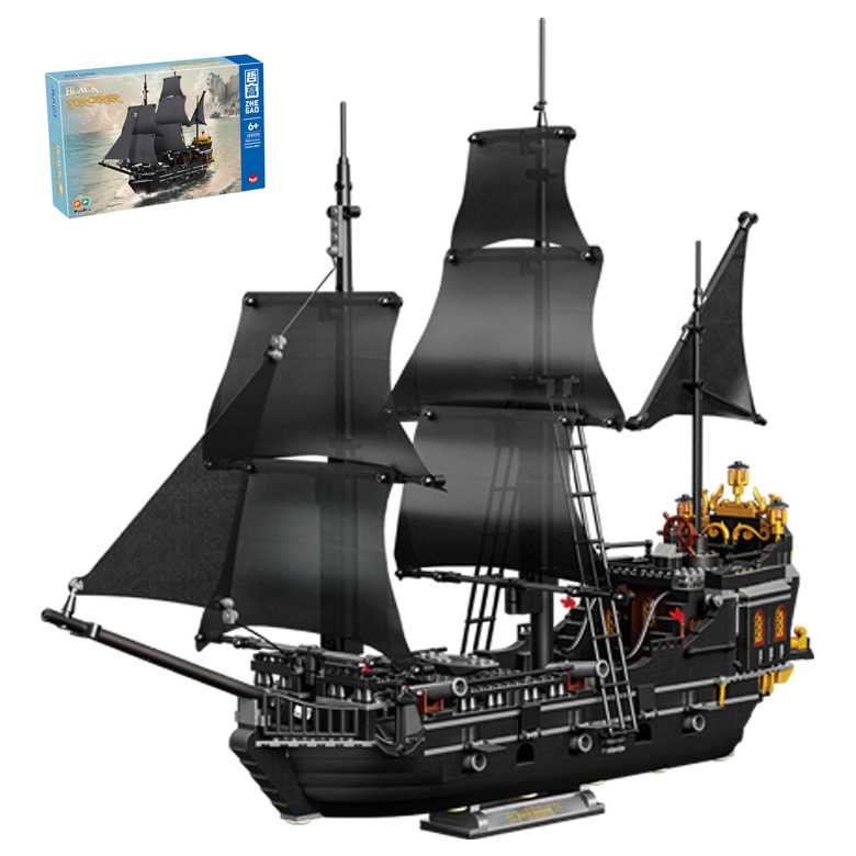 1424Pcs Black Pirates Ship Diy Adventure Pearl Boat Movies Mini Bricks Building Blocks giocattoli modello assemblati regali di natale per bambini: WOOD
