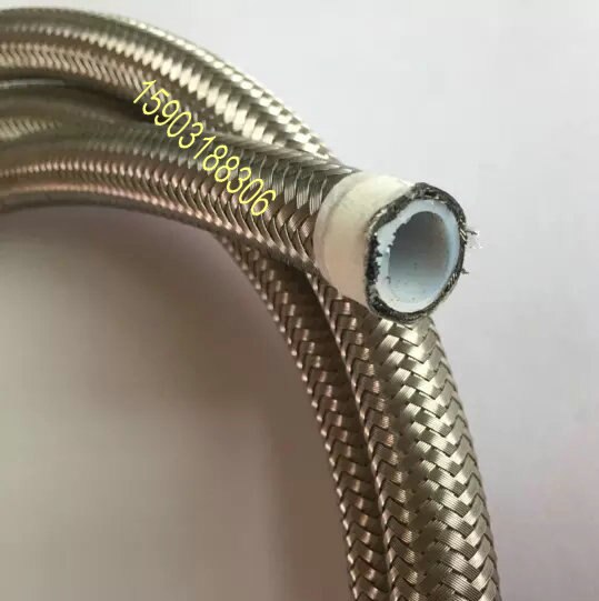 AN-6-AN6-Stainless-Steel-Braided-PTFE-Fuel-Line-Oil-Gas-Hose-Silver-1M-3FT-ID-8mm