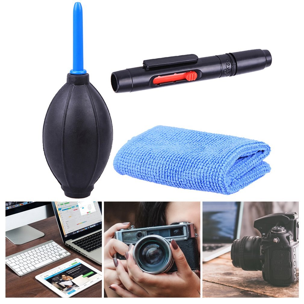 3-In-1 Panno di Pulizia Spazzola E Aria Ventilatore Fotocamera Digitale di Pulizia Della Polvere Kit Fotografia Professionale Strumento di Pulizia