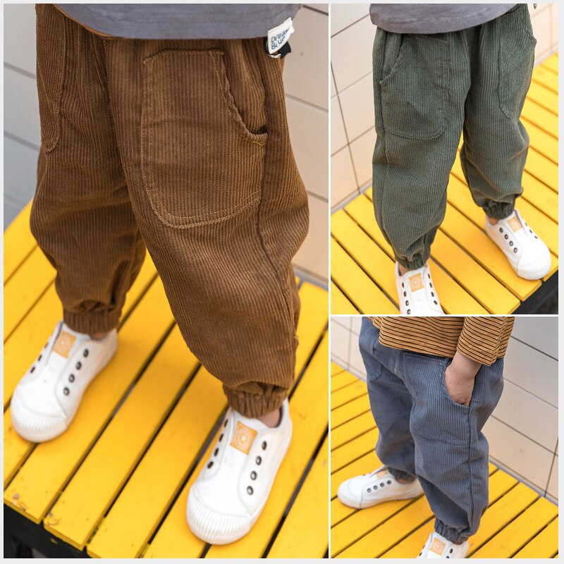 Pantalons de printemps-automne pour garçons | Vêtements en coton, pour enfants, en velours côtelé, pour bébés garçons et filles,