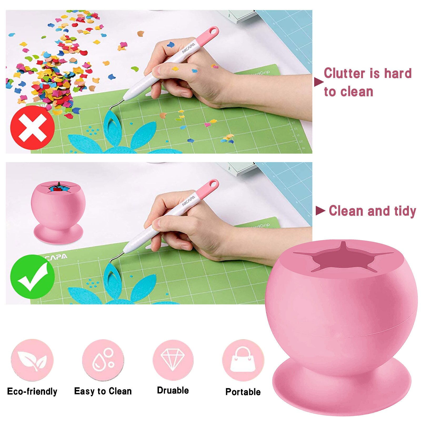 Weeding Waste Collector Craft Storage Vinyl Silicone Suction Cup Weeding Tools Kit DIY Handicraft Storage Box Decortion #PY10