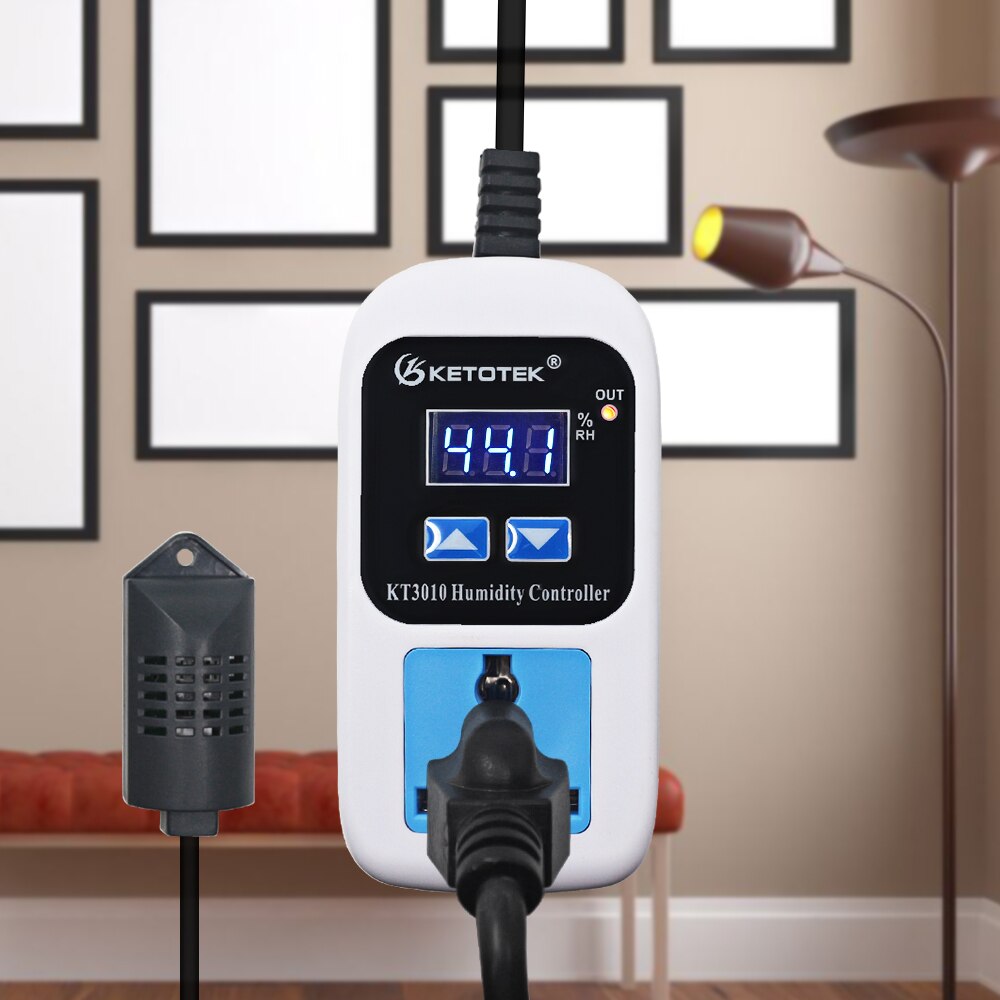 Enchufe controlador Digital de humedad para higrómetro, higrómetro, salida de Control de humedad, 99% V, 110V, 10a con Sensor de humedad, 0 ~ 220 RH