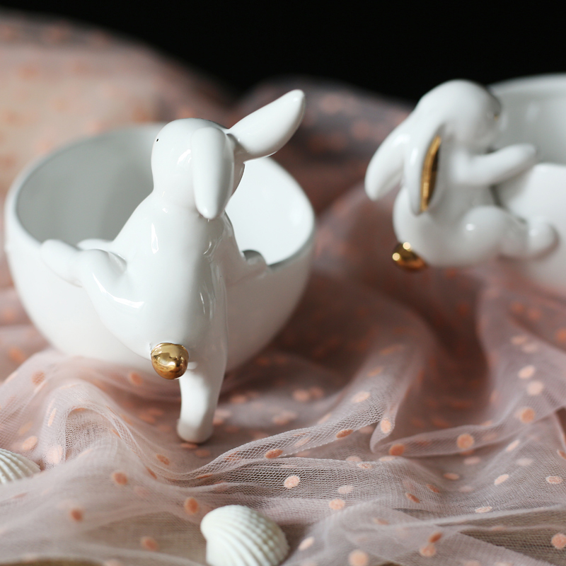 Creatieve Keramische konijnen taart plaat Desktop Lade Schotel Porselein Snack Plaat thuis decoraties voor Servies liefhebbers