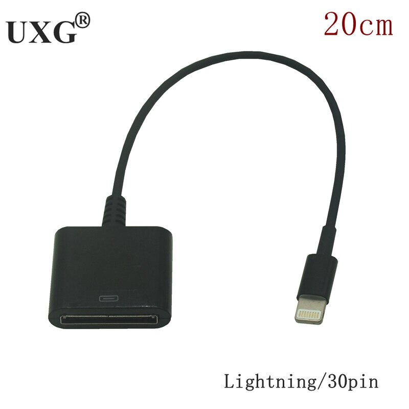 Dock 30- pin hun til usb-c usb 3.1 micro usb 8 pin type c han kort opladningskabel til huawei xiaomi mac onplus 15cm: Lyn sort
