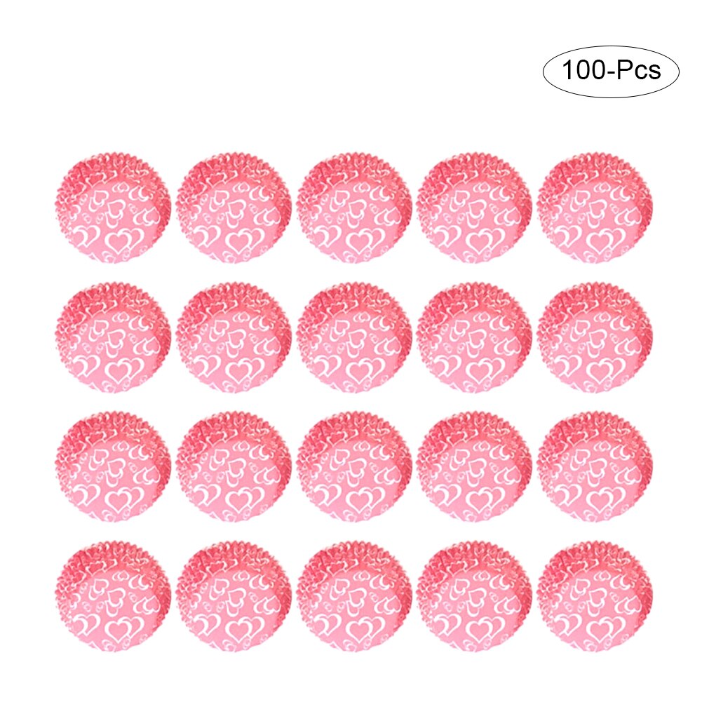 100 Stks/partij Roze Hart Bruiloft Verjaardagsfeestje Taart Decoreren Papier Muffin Cupcake Cups