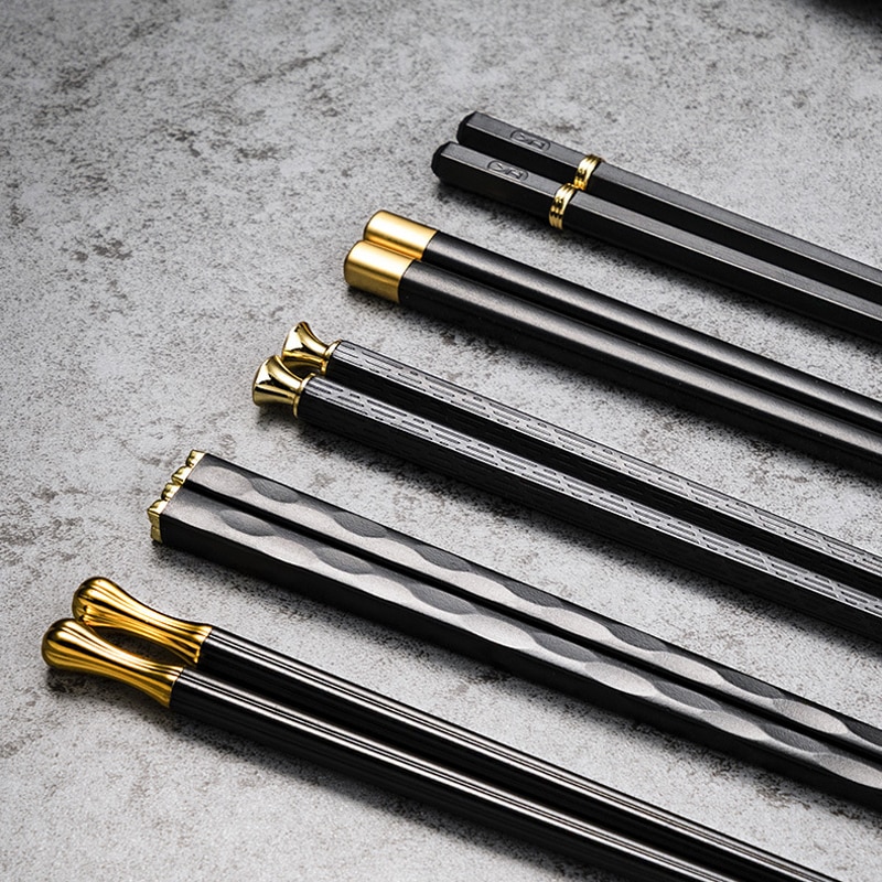 5 Pairs Japanese Chinese Chopsticks Food Sushi Sticks Reusable Korean Chopsticks Set Metal Alloy Tableware cooking chopsticks