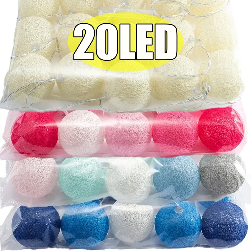 LED-Baumwollkugeln, Lichterkette, Laterne, batteriebetrieben oder USB-betrieben, für Hochzeit, Zuhause, Party, Ornament, Beleuchtung, Stacheln, Weihnachtsdekoration
