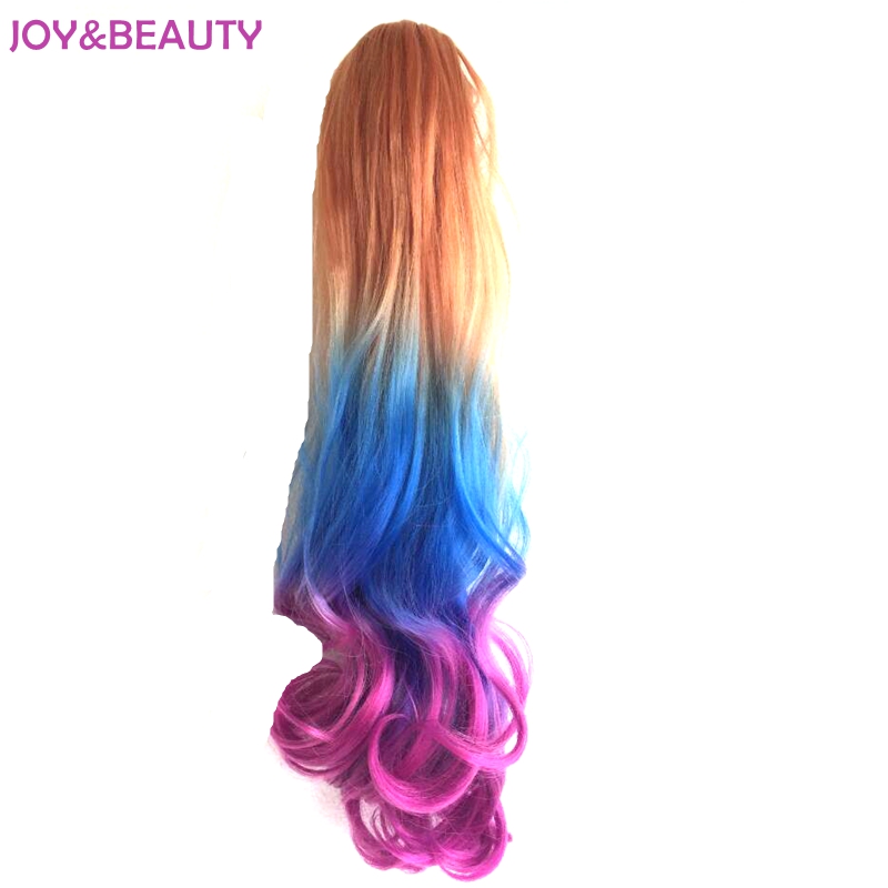 JOY & BEAUTY-coleta de fibra sintética de alta temperatura, coleta ondulada larga, Color ombré, 22 pulgadas, pinza para extensión de cabello
