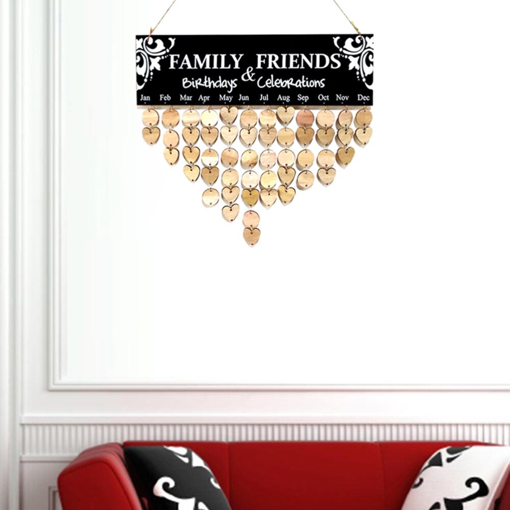 DIY Wood Family & Friends Calendar Birthday Reminder Calendar House Calendar Hanging Decoration DIY Family & Friends Calendar