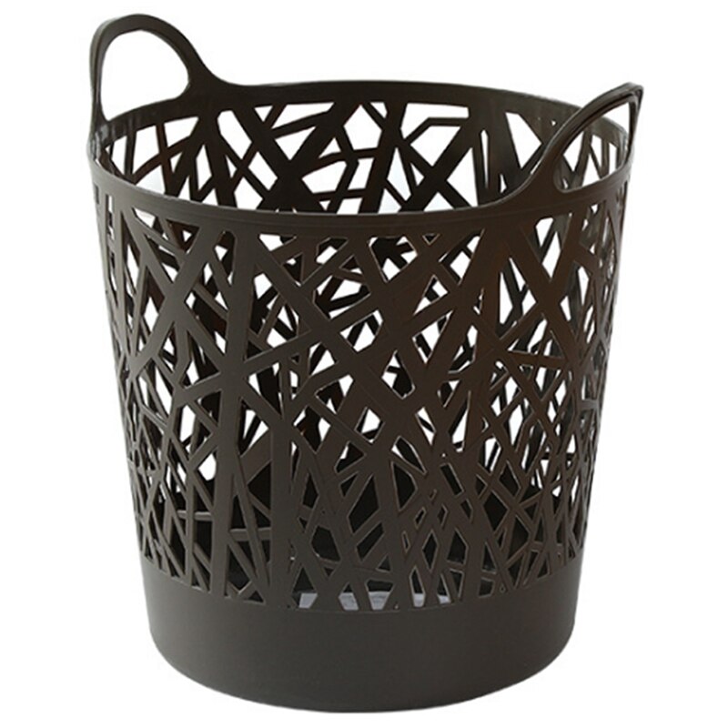 Imitation Rattan Laundry Basket, Plastic Folding Storage Basket, Household Laundry Basket, Bedroom Storage Bucket: brown
