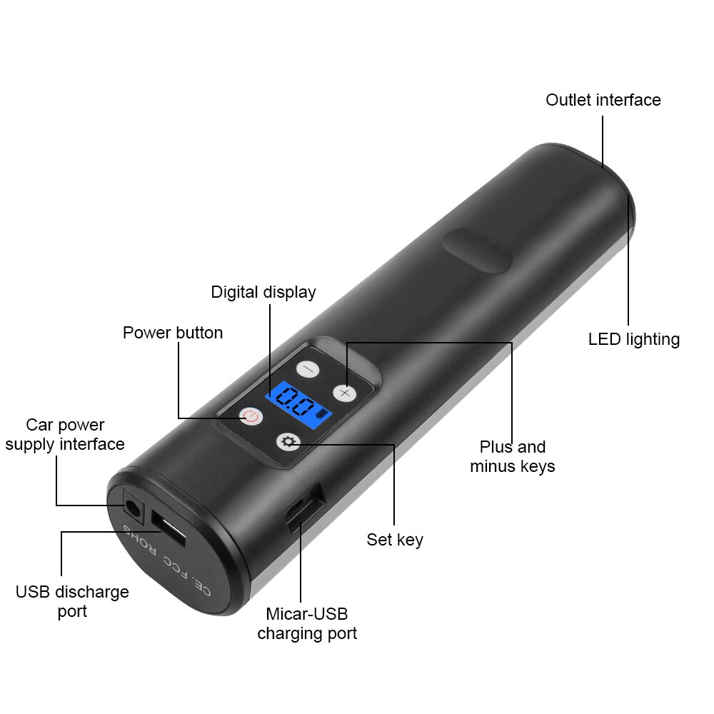 Gonfiatore elettrico LCD digitale ricaricabile della gomma 12V della pompa gonfiabile dell'automobile senza fili del gonfiatore della gomma del compressore d'aria portatile