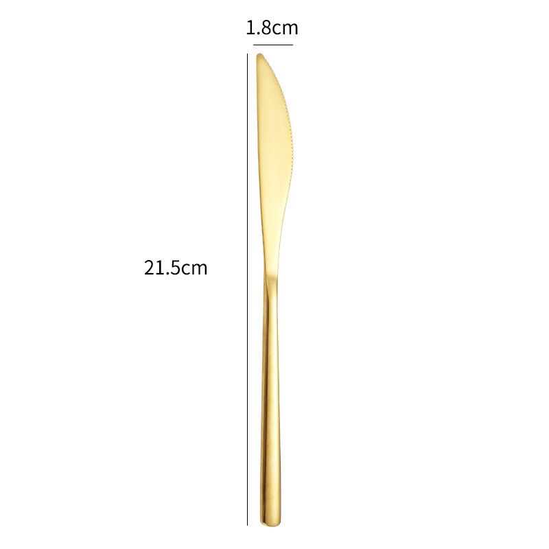 Flat Handle Stainless Steel Steak Knife Butter Marmalade Knives Cheese Blades Beautiful Tableware Kitchen Accessories: Gold