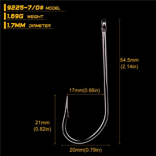 50pcs/lot 9255 Series 1# 1/0# 2/0# 3/0# 4/0# 5/0# 6/0# 7/0# 8/0# Fishing Hooks O'shaughnessy Jig Hook Jigging Fish Hook Tackle: size7-0
