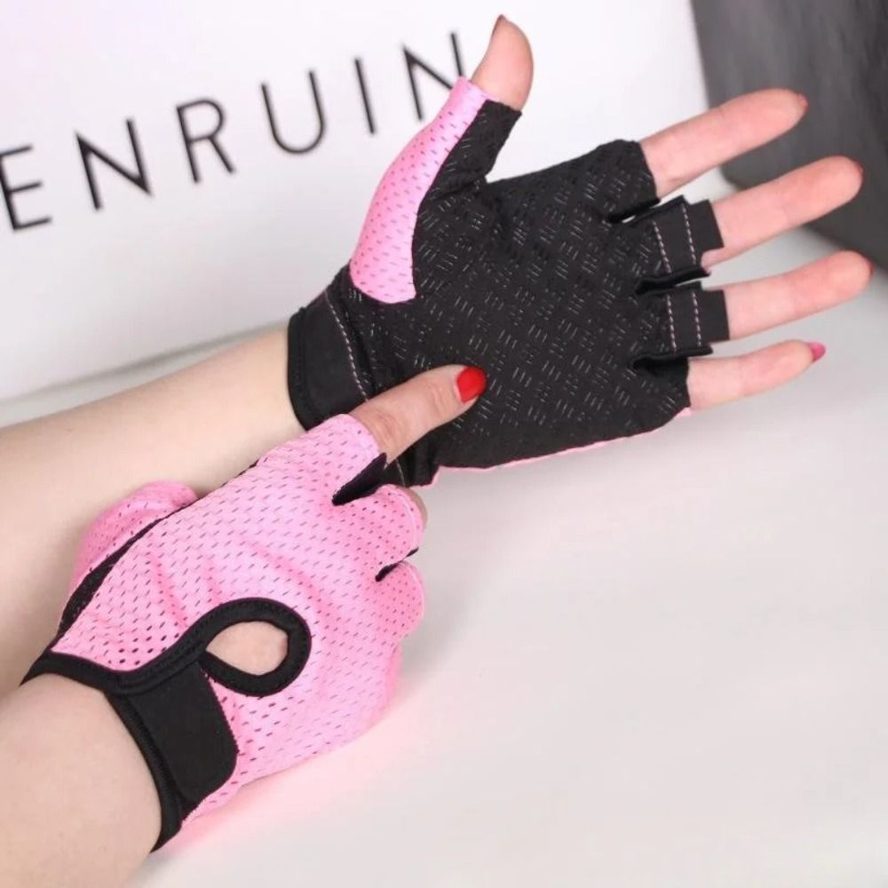 Guantes sin dedos para entrenamiento de culturismo, antideslizantes, transpirables, para Fitness, gimnasio, para hombre y mujer: Negro / S