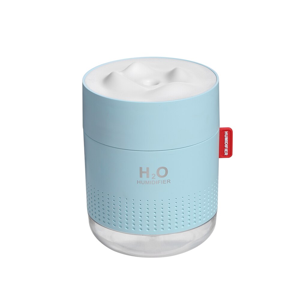 500ml bærbar ultralyd luftfugter sne bjerg  h2o usb aroma luft diffusor med romantisk natlampe humidificador diffusor: Blå