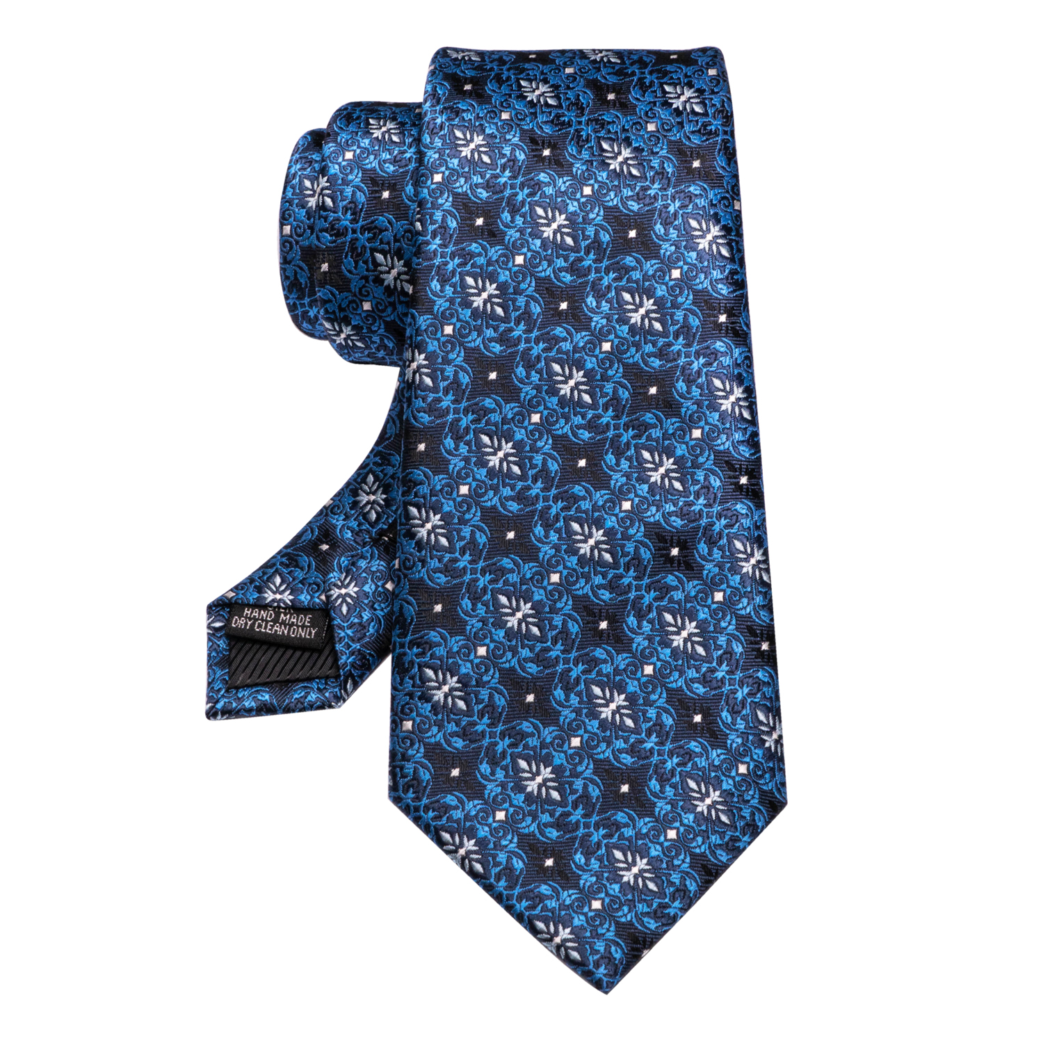 JEMYGINS – cravate en soie pour hommes, ensemble de boutons de manchette, à carreaux, rayures, bleu marine, 100%