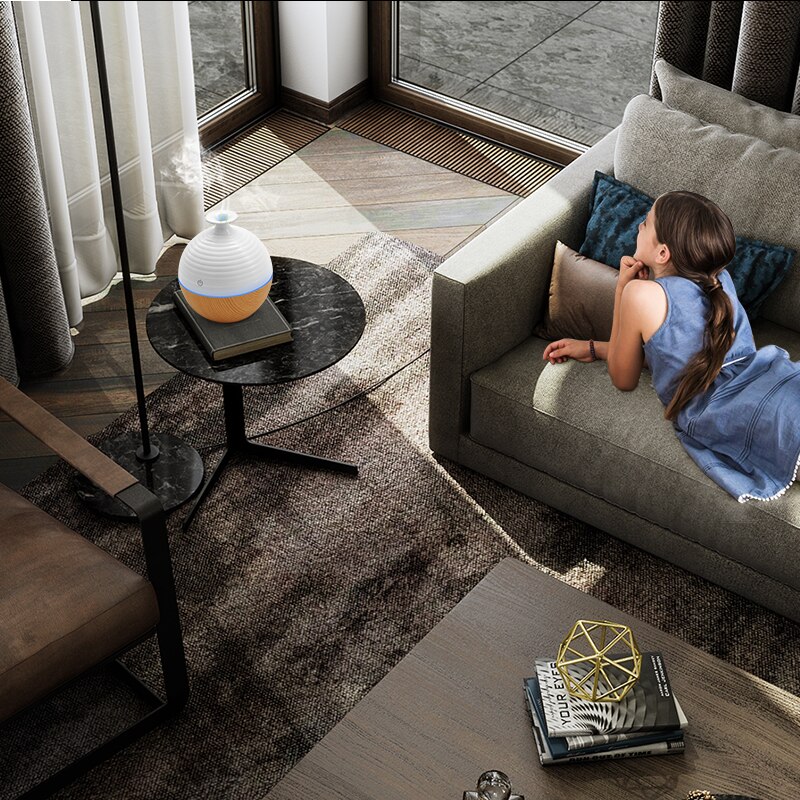 USB Wood Grain Aromatherapy Mist Maker Ultrasonic Humidifier 130ml Aroma Diffuser Essential Oil Diffuser with 7 Color LED Light