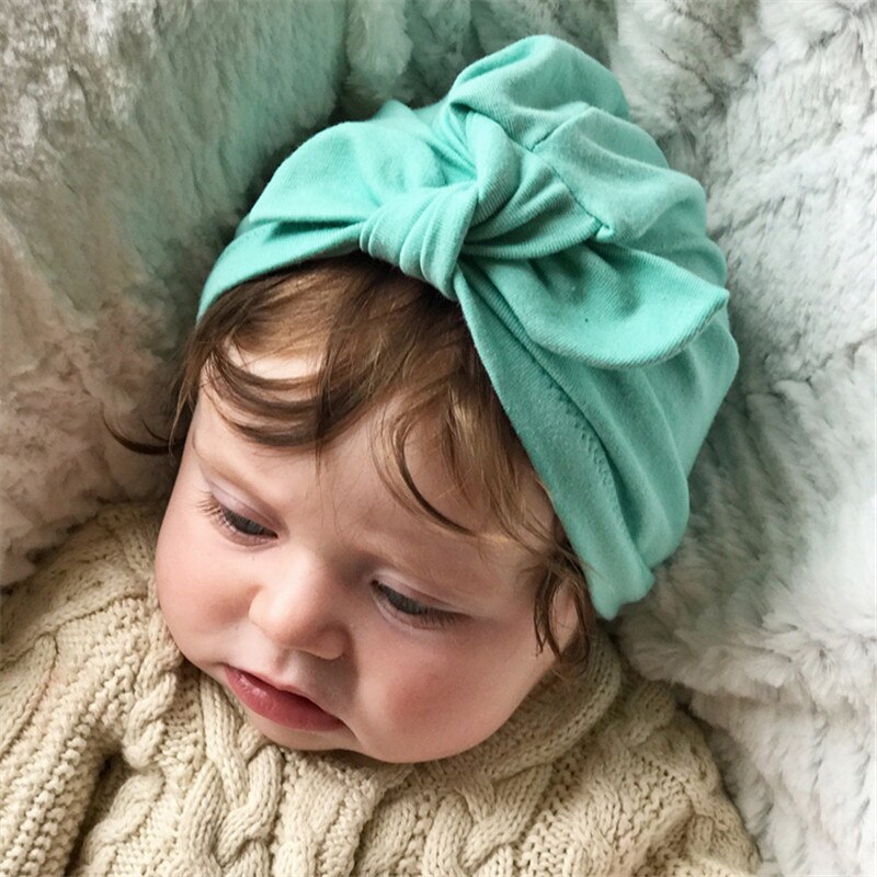 1 pièces Bebe filles garçons doux arcs Turban lapin oreille noeud casquette bonnet chapeau musulman inde chapeau bohème bowknot turbans Cap