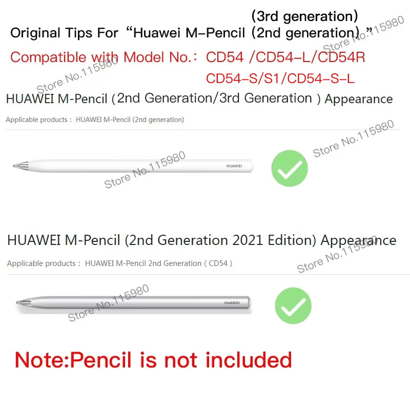 Officiële Originele Tips penpunt voor HUAWEI M-Pencil 2e 3e Generatie White Edition Uiterlijk cd54/S/L cd54R Vervangbaar