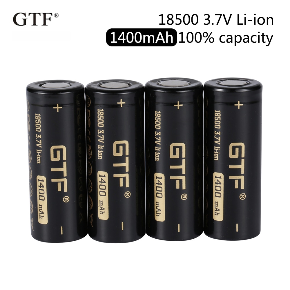 Gtf 18500 1400 Mah 100% Capaciteit 3.7V Li-Ion Oplaadbare Batterij Voor Led Zaklamp Platte Kop
