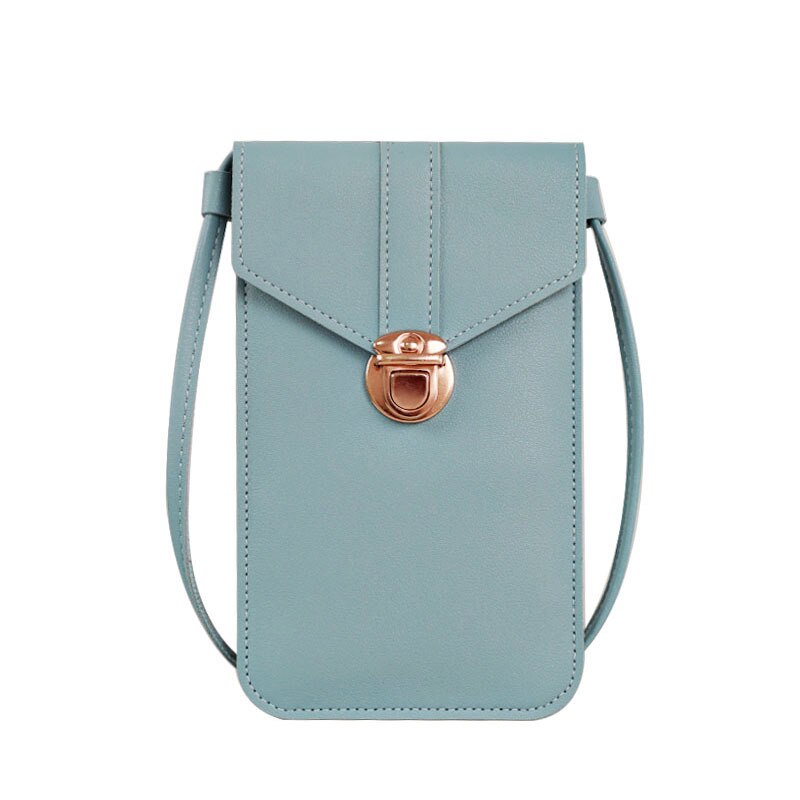 PU Crossbody praktisch tasche mädchen Brieftasche Tasche Touchscreen praktisch Geldbörse Tasche Smartphone Schulter Riemen Handtasche Wasserdicht: 01 Blau
