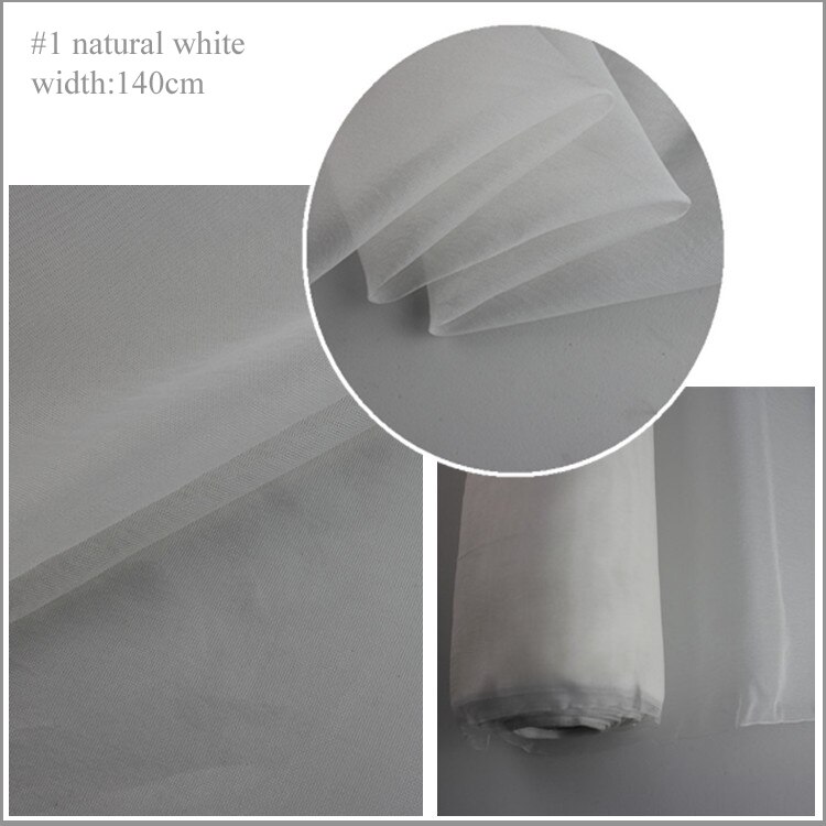 100cm*140cm hvid sort silke gaze stiv brudekjole materiale rent silke mesh: 1 naturhvid