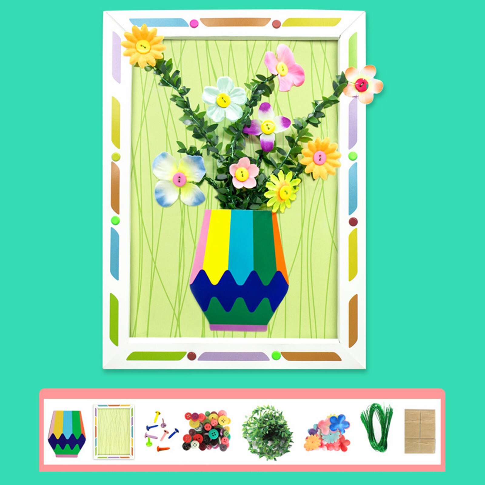 Juego de juguetes de arreglo de flores para niños, manualidades de flores de papel/tela, Kits de marco, juguetes educativos estéticos de aprendizaje, DC