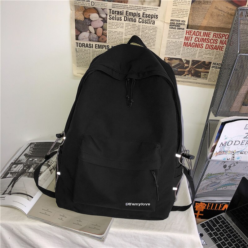 Vrouwen Rugzak Grote Schooltas Rugzak Voor Tienermeisjes Mode College Student Rugzak Mochila Vrouwelijke 2 Size Sac Een dos: Black / 29X15X40CM