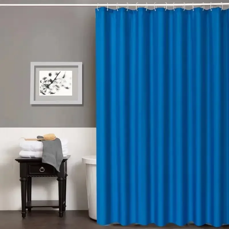 ZEXEF-cortinas de ducha de tela impermeable, cortinas de baño para baño, bañera, cortina de sombra, cubierta de baño ancha grande con ganchos: Azul