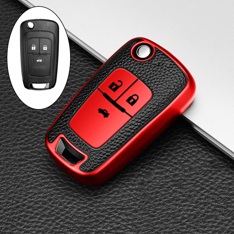 Funda de cuero TPU con 3/4 botones para llave de coche, carcasa Fob para Chevrolet Cruze Aveo Camaro Epica Lova Sail Spark Opel Astra Corsa: Rojo