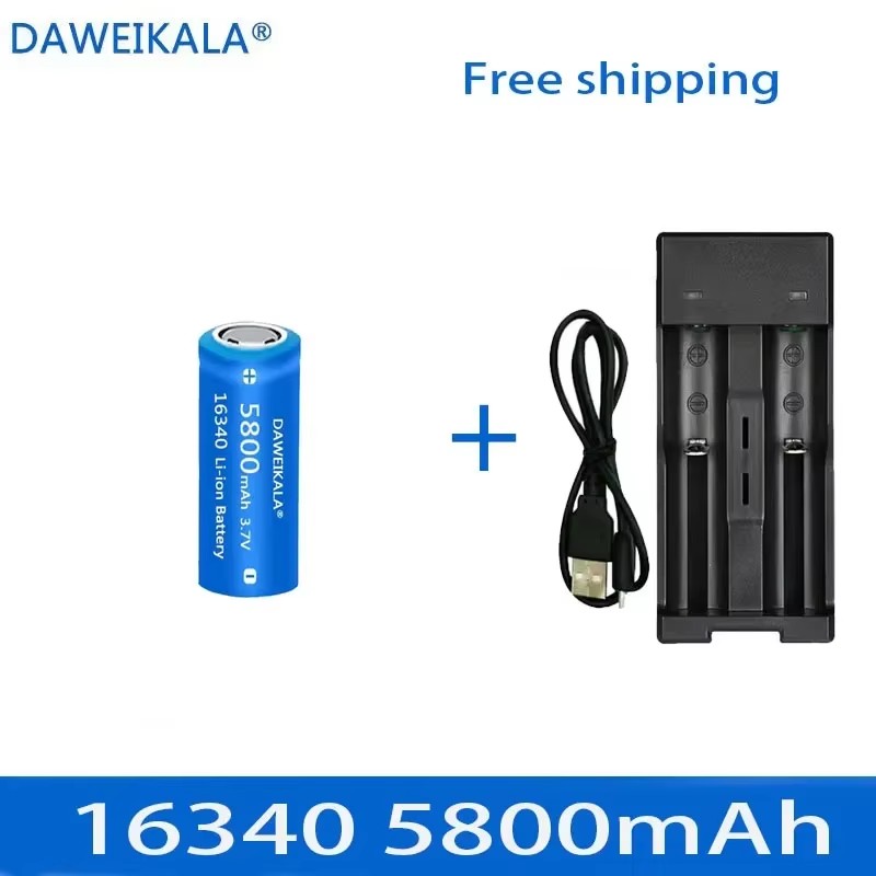 5800mAh rechargeable 3.7V Li-ion 16340 batteries CR123A battery for LED flashlight wall charger, travel for 16340 CR123A battery: PURPLE