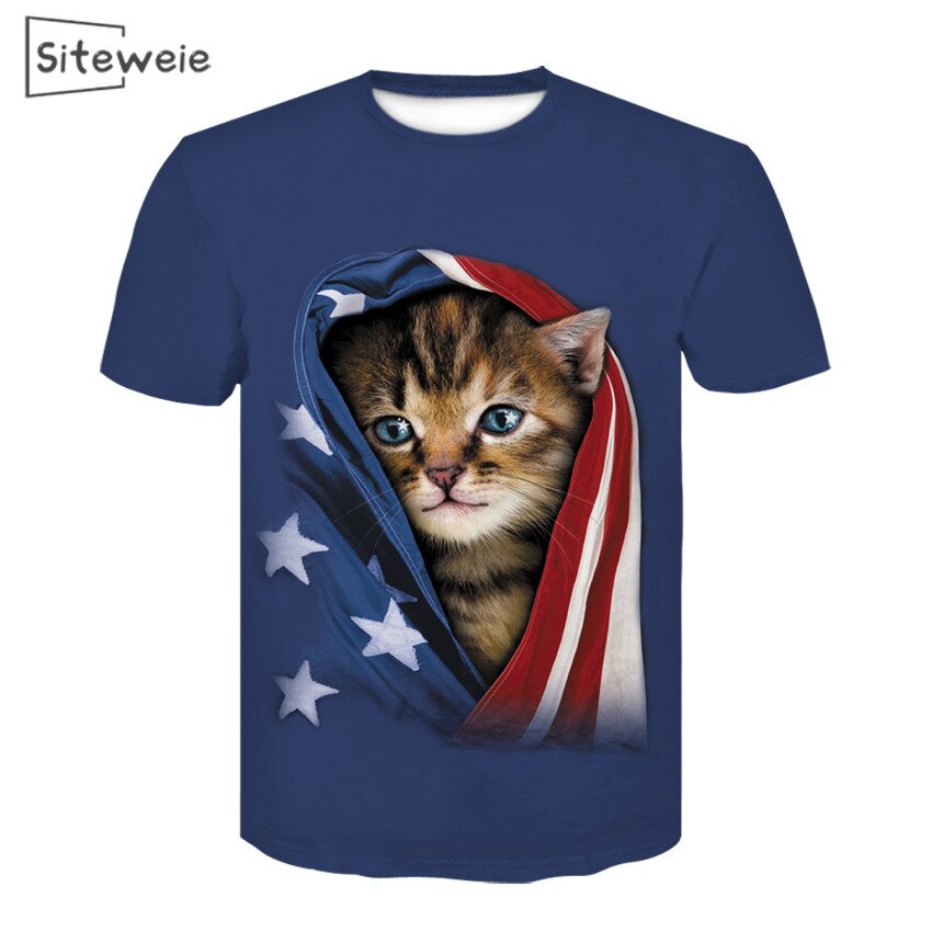 Siteweie cat 3d trykt t-shirt afslappet kortærmet trykt 3d t-shirt herre t-shirts t-shirt hombre  l131