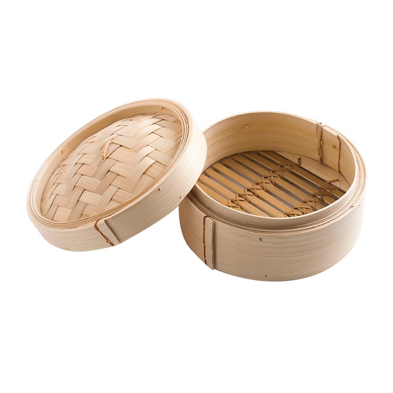 Kinesisk bambus dampkoger 8 tommer 20cm med låg - dimsum dumplings