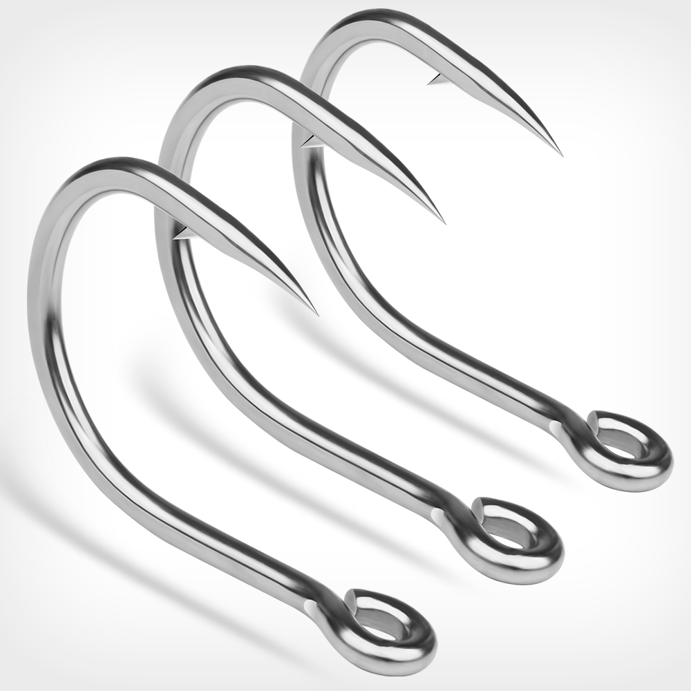 PROBEROS 10pcs/lot Fishing Hooks Saltwater High Carbon Steel Fishing Hook Set 1/0#-13/0# Large Eye Jig Hook Carp Bass Fishhook