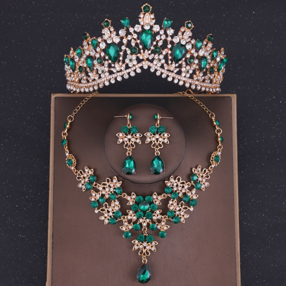 Ensemble de bijoux en cristal baroque pour patients, biscuits, diadème de Rh, diadème pour femmes, accessoires pour cheveux de mariage: Couleur or jaune pâle