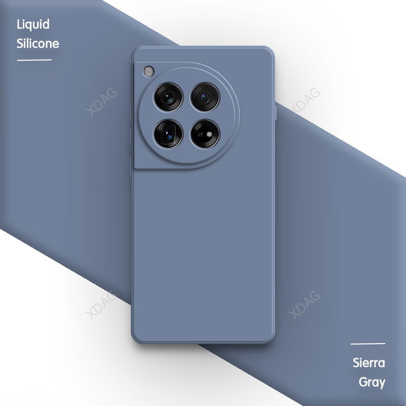 Original Phone Case for OnePlus 12 12R 5G Accessories Soft Classic High Qualtiy Liquid Silicone Simple Couples Cover Funda Shell: Lavender / For iPhone 13