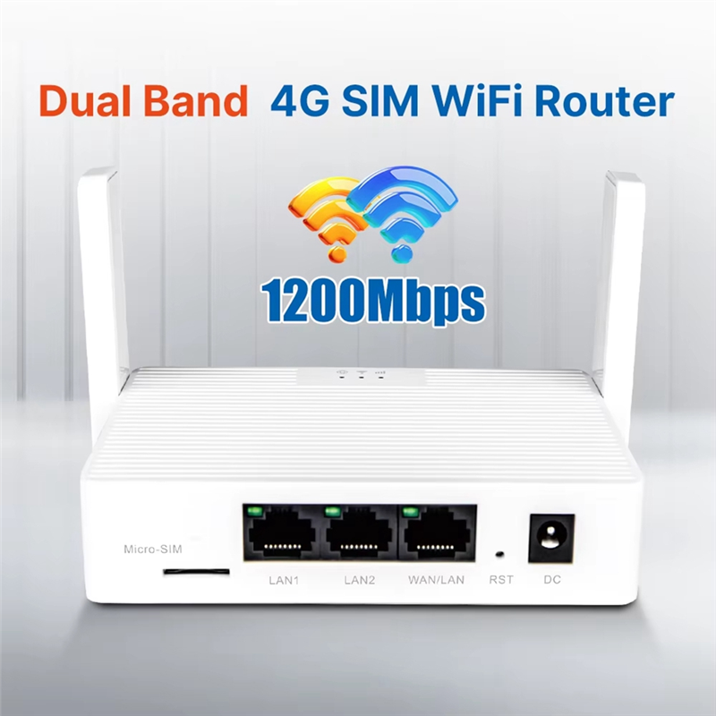 ABKI Wifi 4G LTE Router SIM Card 1200Mbps 2.4Ghz 5Ghz Wireless Wi-Fi 5Dbi Antenna WAN LAN Port 32 Devices EU-PLUG