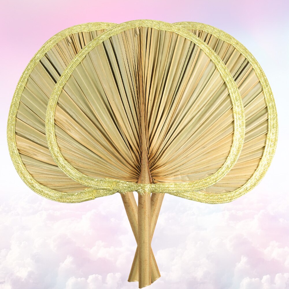 3PCS Hand-made Big Cattail Leaf Fan Old Type Cooling Fan Mosquito Repelling Fan Brown Leaf BBQ Palm-leaf Fan Multi-purpose Handh