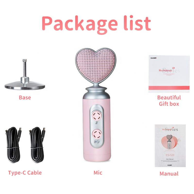 Microfono a condensatore rosa professionale con riduzione del rumore USB per telefono cellulare