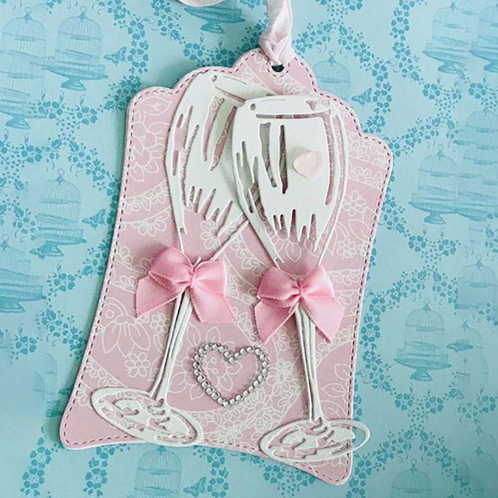 1 Set of Durable Wine Glass Metal Cutting Dies DIY Scrapbooking Embossing Paper Cards Stencil