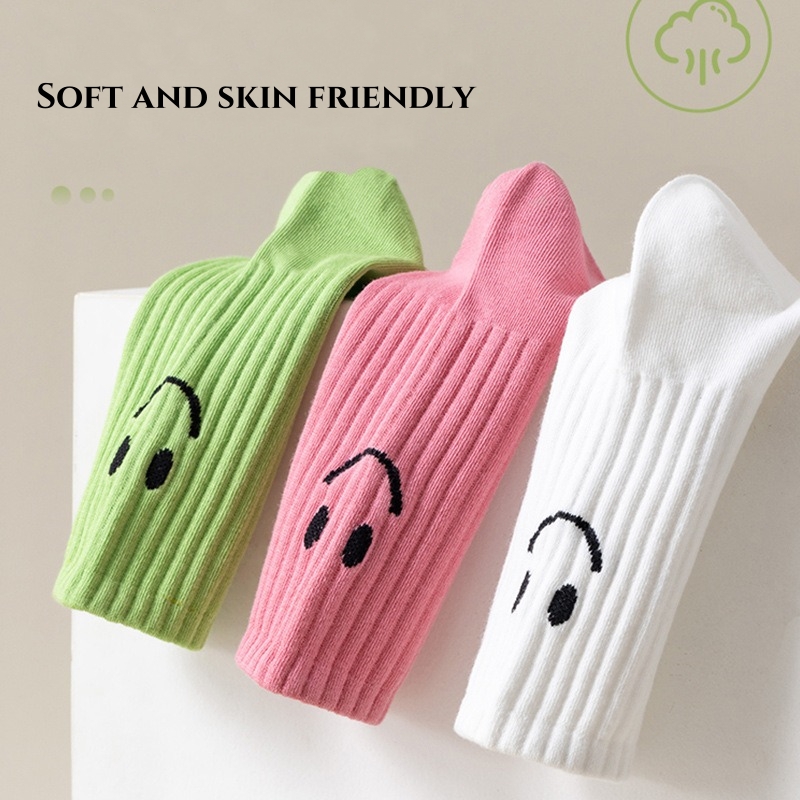 Calzini da donna calzino da donna con faccina sorridente calzini divertenti da donna Solid Dopamine calzini giapponesi/coreani coppia calzino a tubo medio calzino sportivo Casual