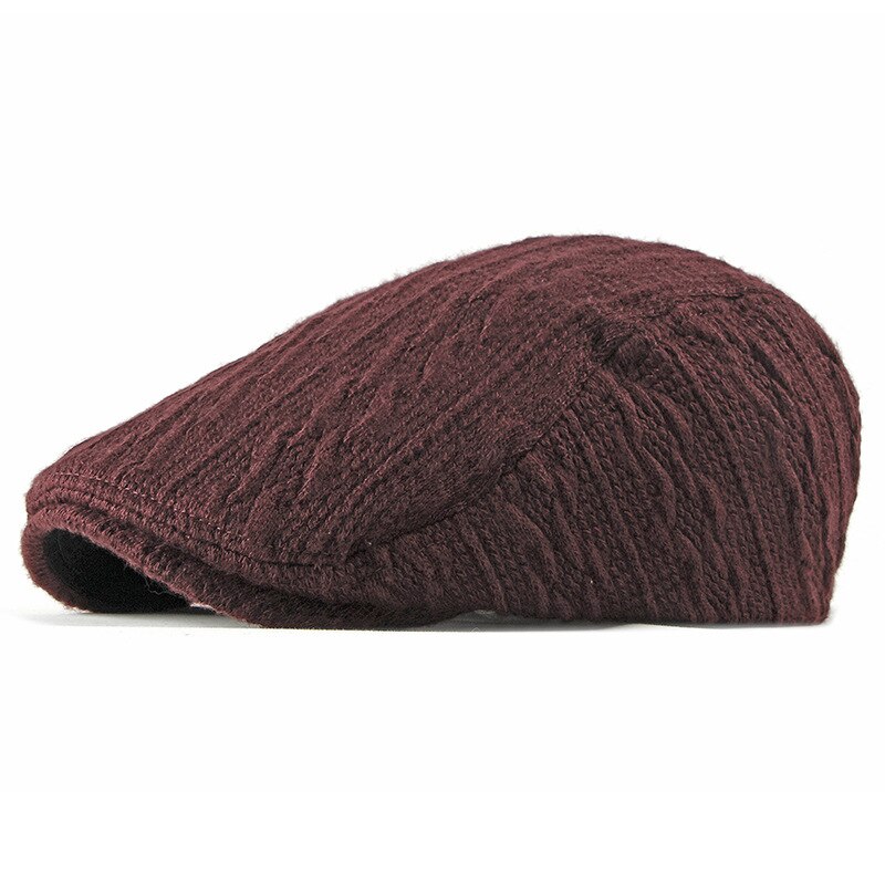 Fibonacci dames heren krantenjongensmuts breien nylon baret mutsen voor heren herfst winter platte petten: Donkerrood