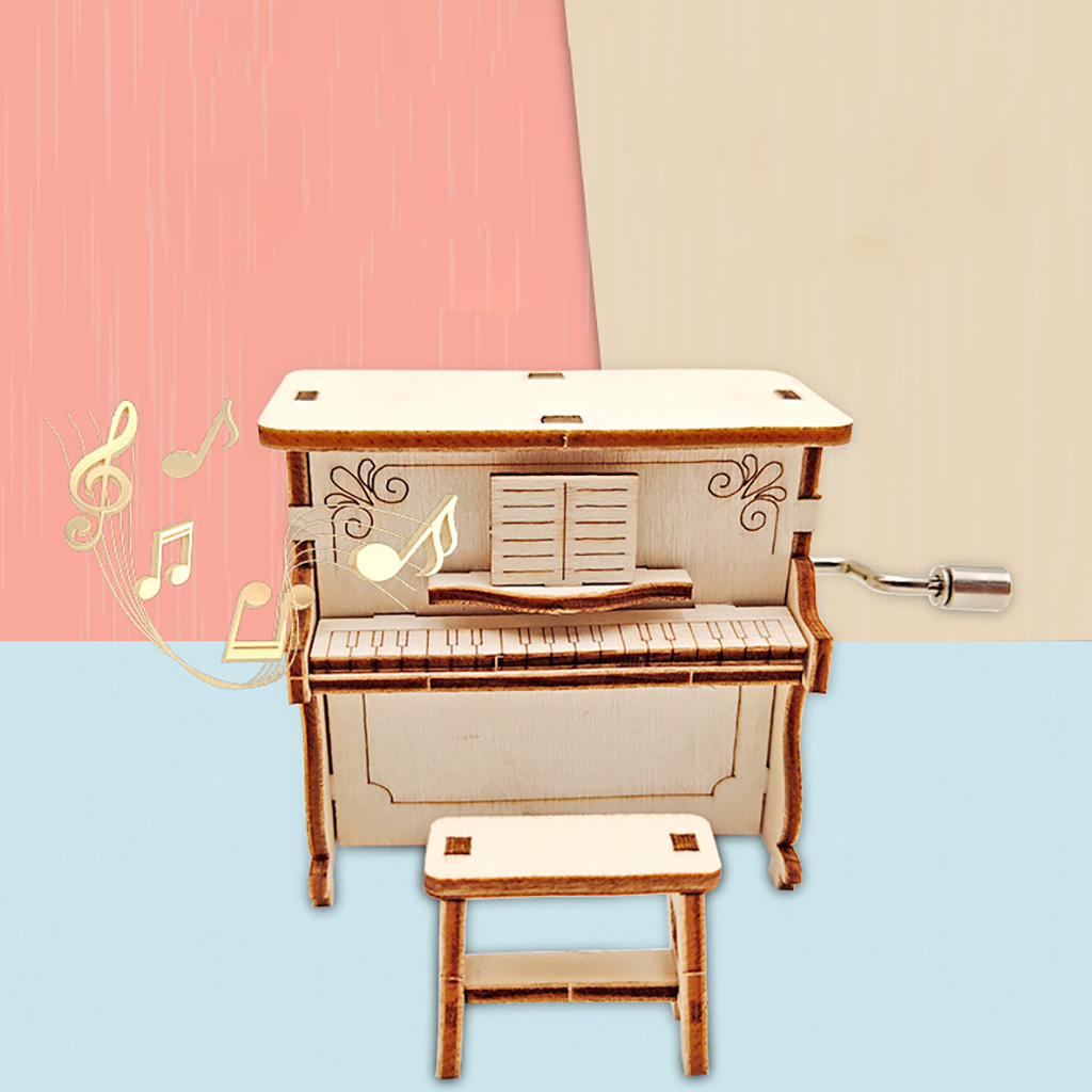 Boîte à musique bois manivelle bricolage Pianoforte forme boîte à musique jeu musique thème anniversaire fête mariage musique cercueil
