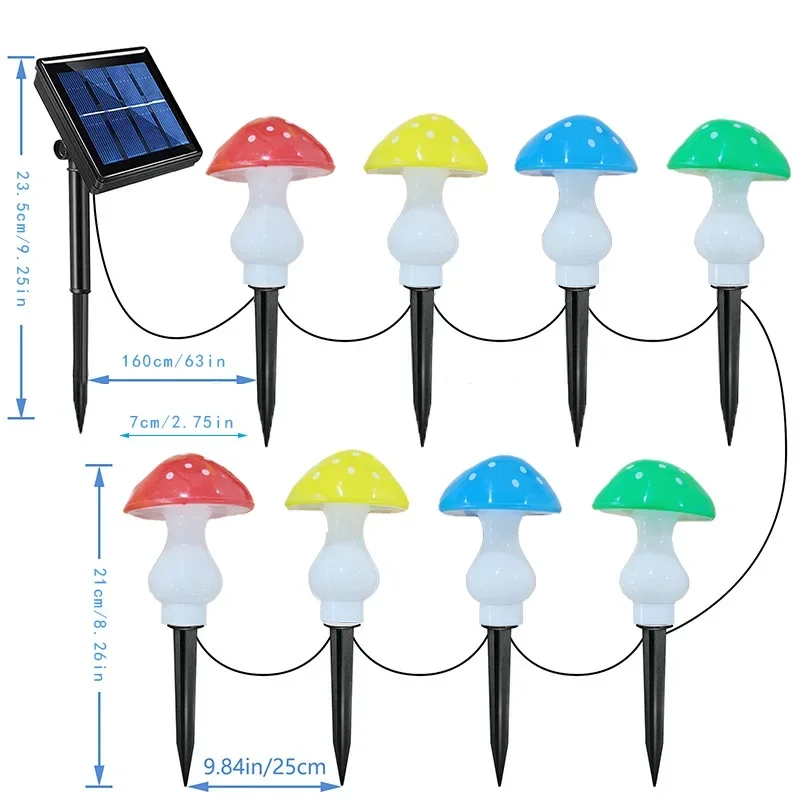 Piquets de champignons solaires lumières lampes agariques extérieures 8 Modes d'éclairage mariage cour Patio champ de neige pelouse décoration de rue