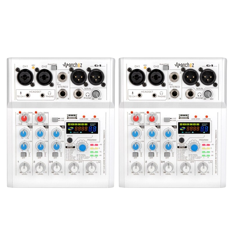 G4 4 Channel USB Bluetooth 88 Mixing Effects Sound Card Audio Mixer Sound Board Console Desk System Interface