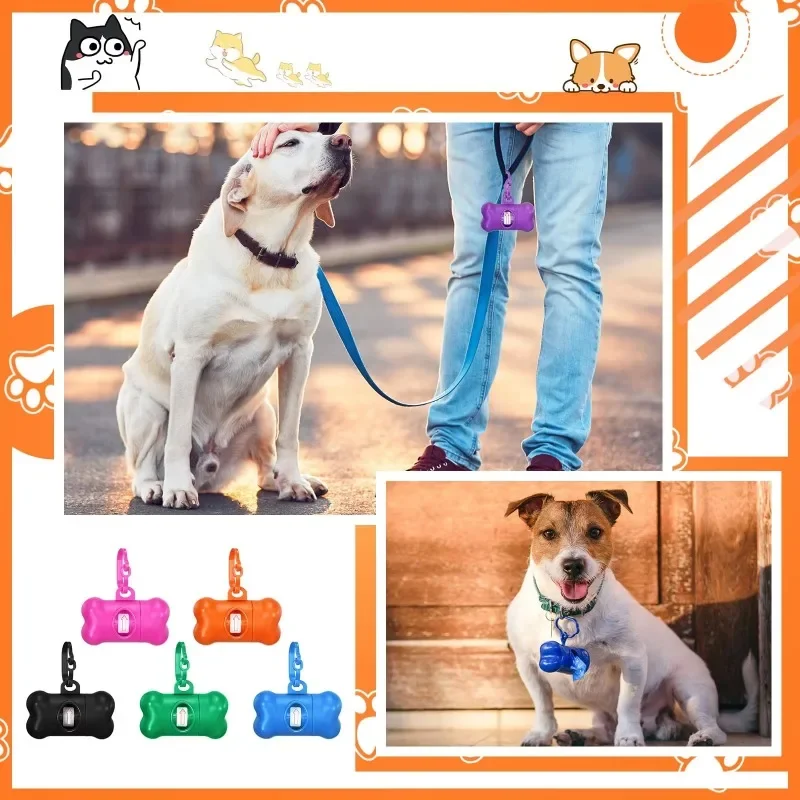 Sac de merde de chien distributeurs en forme d'os avec sacs de déchets pour animaux de compagnie sacs de déchets de chien sacs de merde sur un rouleau sac de merde de nettoyage
