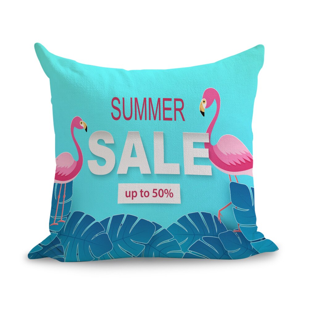 Flamants roses Art été oreillers lin canapé siège coussin jeter oreiller décor à la maison