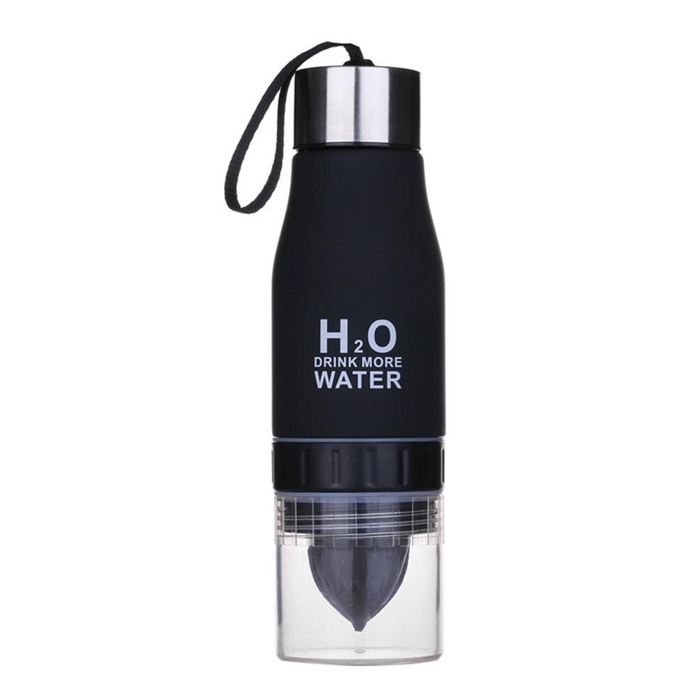 Lemon Juice Infuser Water Bottle 650ml Plastic Portable Casual Fruits Juice Cup For Water Sport Drinking Bottles Color: black