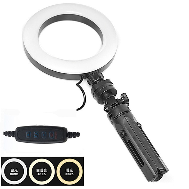 6 Inch Foto Led Selfie Ring Vullen Licht Dimbare Camera Telefoon Ring Lamp Met Stand Statief Voor Make Video Live studio