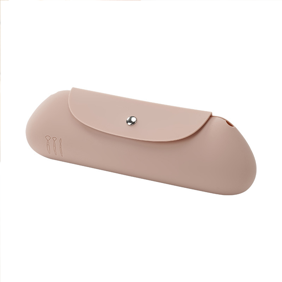 Silicone Magnetic Closure Travel Cosmetic Bag Makeup Brush Bag: Khaki